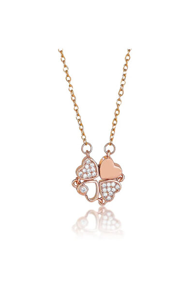 Peach Jewelry Peach Jewerly Γυναικείο Κολιέ Από Χάλυβα Τιτανίου Τετράφυλλο Τρ...