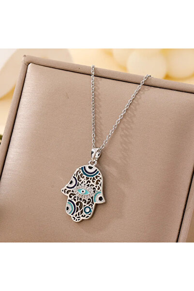 Peach Jewelry Peach Jewerly Γυναικείο Κολιέ Μάτι Από Χάλυβα Τιτανίου
