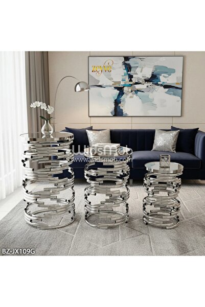 BORULU 3 LÜ AYNALI METAL SEHPA 40X25-51X30-59X35 CM