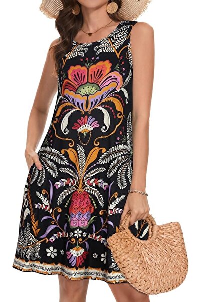 GENERAL elescat Summer Dresses for Women Casual Sleeveless Tshirt Beach Flowy...