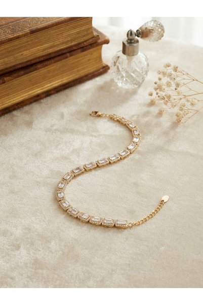 Peach Jewelry Peach Jewerly Γυναικείο Βραχιόλι Ασήμι 925 Με Μακρόστενους Κρυσ...