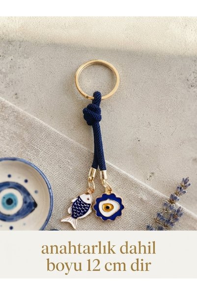 GENCATELİER Nazar Beaded and Golden Yellow Detailed Bag Accessory, Luck Charm Bag Ornament, and (1 Piece Is Sent)