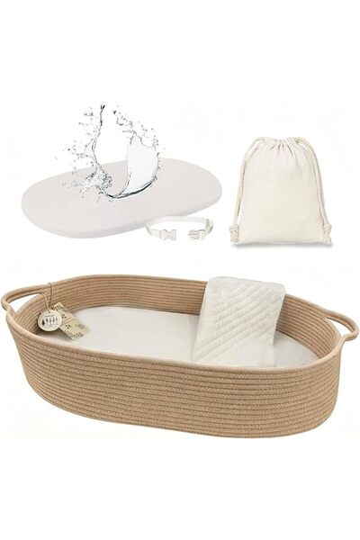 GENERAL Lingye Baby Changing Basket Woven Moses Basket Handmade Foldable Wate...