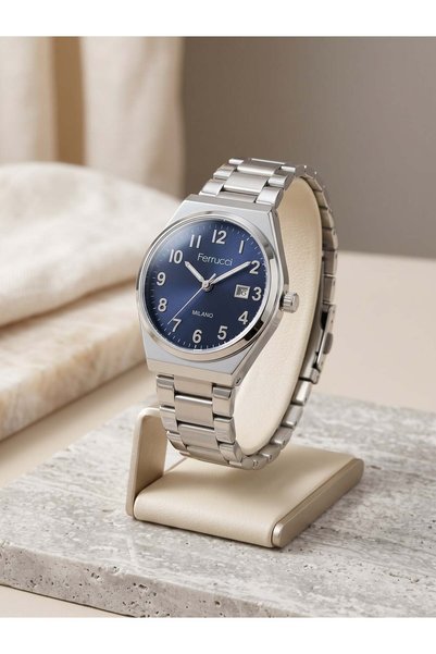 Ferrucci Milano 29 mm Lacivert Kadran Çelik Kordon Tarihli Kadın Kol Saati