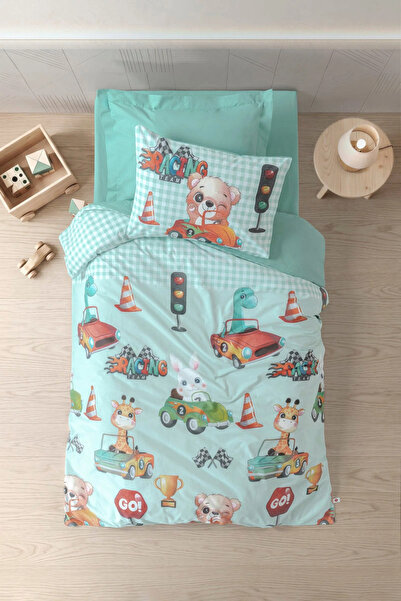 Cotton Box Set de lenjerie de pat Young Ranforce, pentru o persoană, Vroom Mint