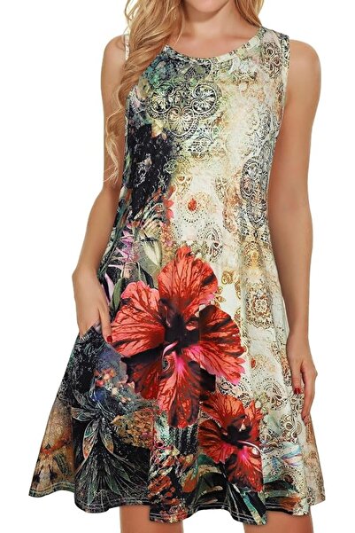 GENERAL elescat Summer Dresses for Women Casual Sleeveless Tshirt Beach Flowy...