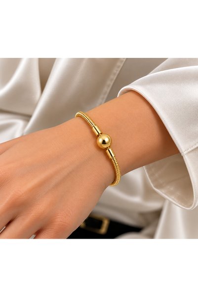 Ysf Plus Çelik Gold Top Detaylı Zincir Bileklik – Şık ve Minimal Tasarım