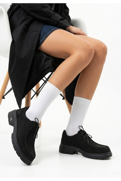 Erbilden Sufi Black Genuine Nubuck Dei Oxford Lace-Up Shoes