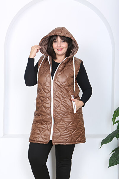 XL Modam Women's Quilted Hooded Plus Size Vest