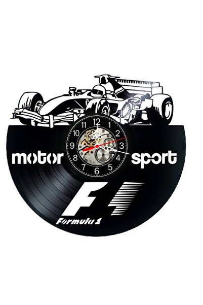 OEM Ceas de perete decorativ din disc de vinil, Model Formula 1 Monopost F1 Motorsport, Negru, 30 cm |   Ceasul-Bun