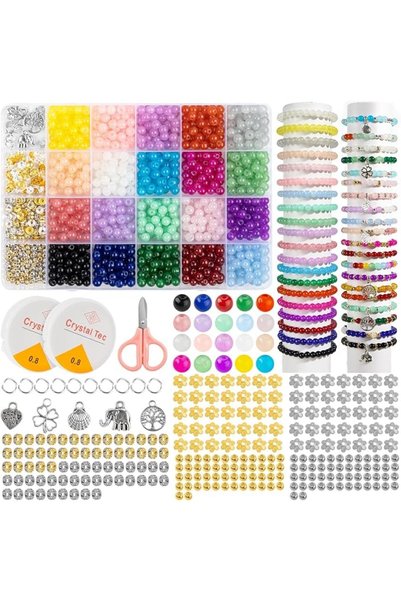 KASTWAVE Glass Beads for Jewelry Making 20 Colors Pearl Beads, 1258 Pcs 6mm P...