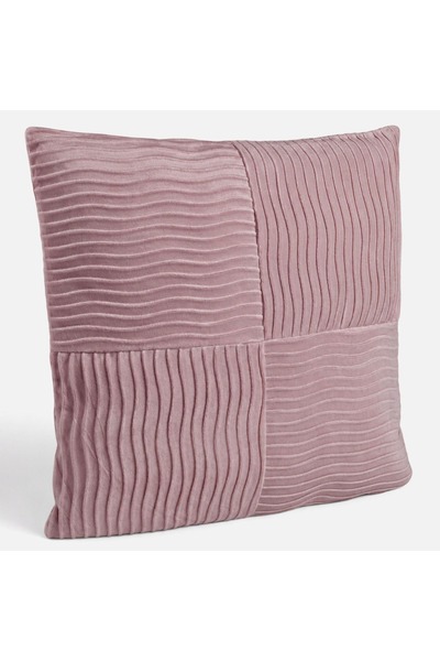 OEM Pernă decorativă din catifea reiată roz cu dungi în relief 45x45cm