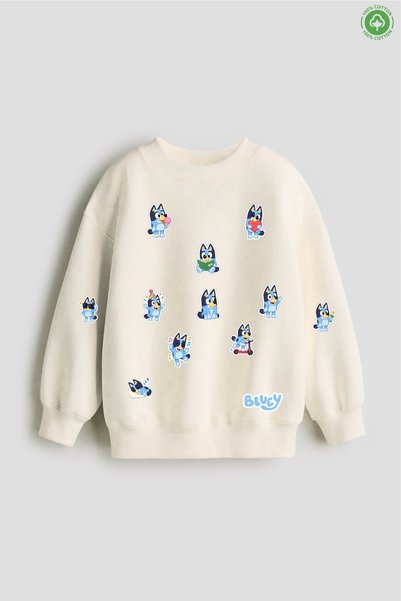 No9Wear Sevimli Köpek Bluey Baskılı Unisex Çocuk Sweatshirt %100 Pamuk 4-14 Yaş