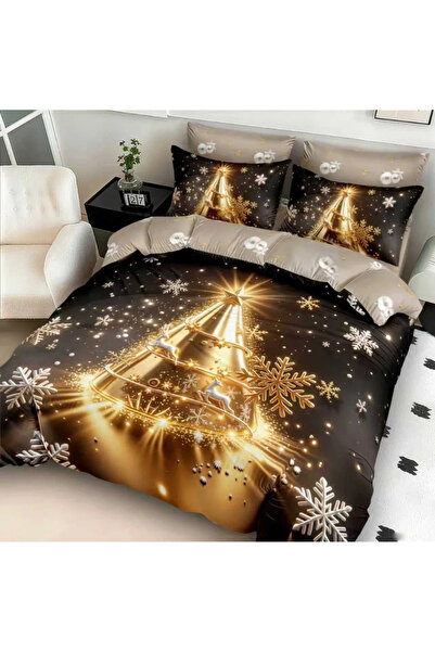 decorami Double bed linen, FINET, Digital Print, Christmas, Beige, Yellow, Ch...