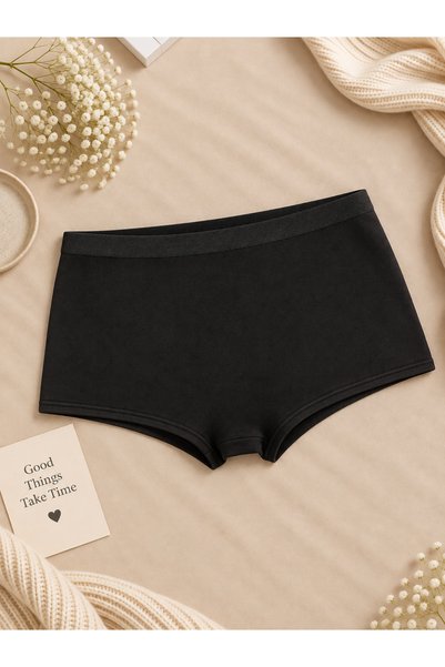 Nymora Women's Extra High Waist Gathering Cotton Modal Panties Black