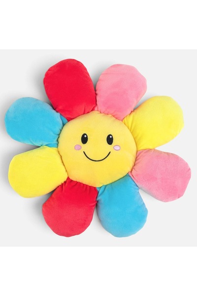 OEM Pernă pufoasă multicoloră în formă de floare, cu față zâmbitoare, 40x5cm