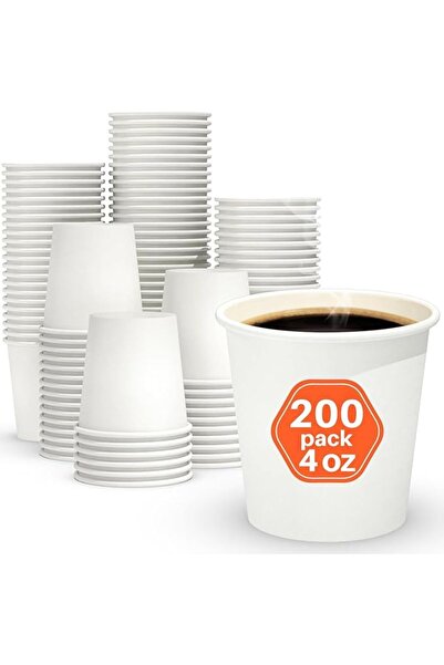 Home Zone 100 Pack 4 oz White Disposable Paper Coffee Cups, Durable Leak-Proo...