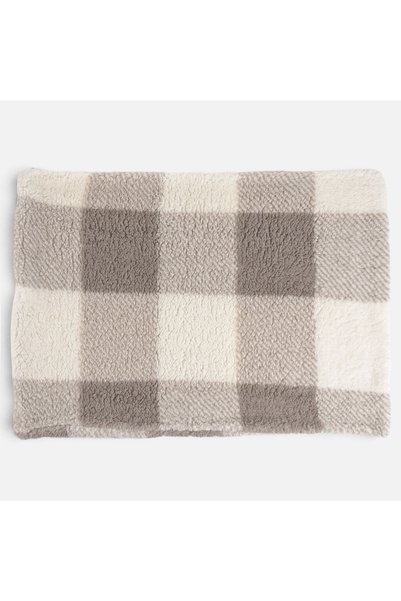 OEM Față de pernă Sherpa în carouri bej 50x70cm - Poliester