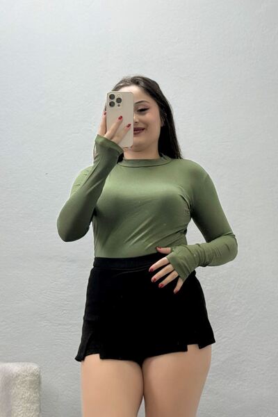 BELENDİR قميص نسائي ذو ياقة عالية وأكمام طويلة من الفيسكون
