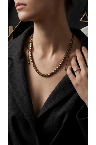 ZEY Gold Color Hematite Natural Stone Necklace and Polka Dot Scarf Set Adjustable Special Design Women's Necklace