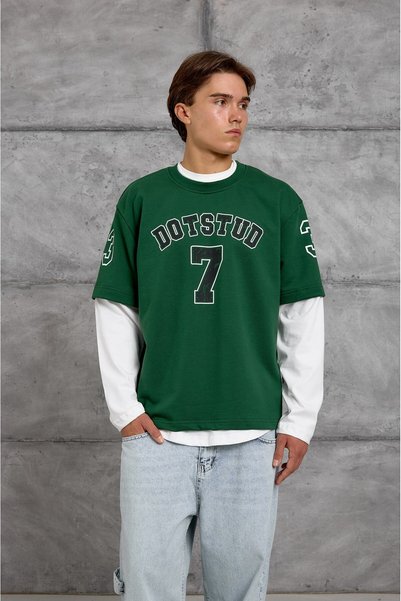NOMARC Yeşil DOTSTUD 7 BASKILI OVERSIZE SWEATSHIRT