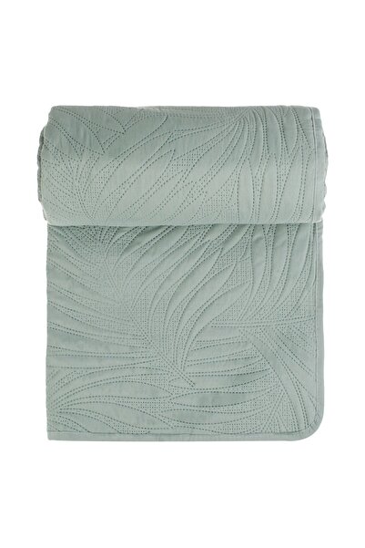 OEM Cuvertură de pat reversibilă cu model frunze verde mentă 160x230cm