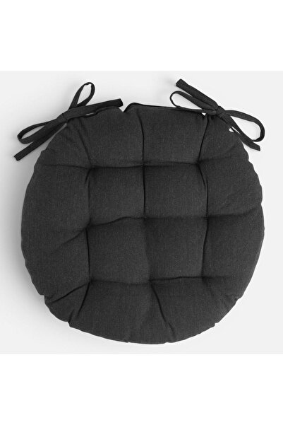 OEM Pernă de scaun rotundă din bumbac, gri, 38x5cm, cu șnururi