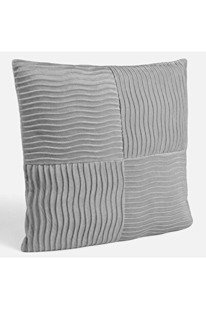 OEM Pernă decorativă din catifea gri cu dungi în relief 45x45cm