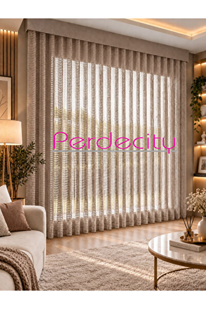 PERDECITY Luxury Mesh Light Mink Tulle Curtain, Modern and Aesthetically Plea...