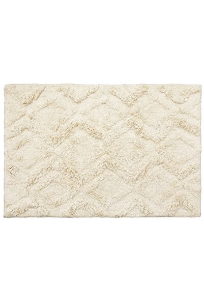 OEM Covor decorativ din bumbac bej cu franjuri 126x90cm