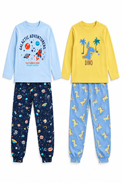 aden kids Çocuk Pijama Takımı – Pamuklu Likralı ve İnterlok Penye Kumaş – 2-1...