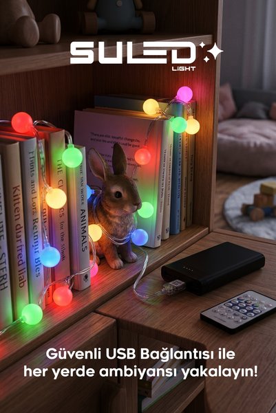 SULED 5 Metre Sese Duyarlı RGB Top Led USB Kumandalı Led Işık Süsleme Ambiyans Işığı