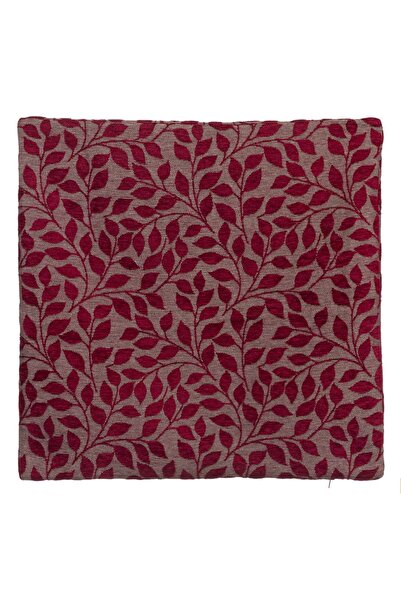OEM Față de pernă decorativă din șenilă cu model frunze bordo 45x45cm