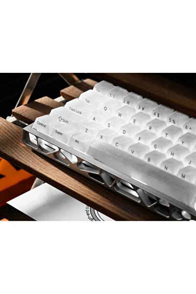 Leaven 128 Tuş PBT Keycap Seti - Karbon Fiber Şeffaf Cherry MX Uyumlu RGB Kla...