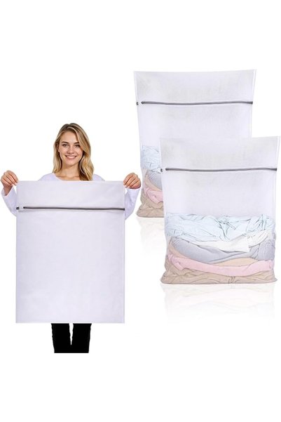 KOWVOWZ 2PCS Durable Honeycomb Mesh Laundry Bags, Large Reusable Laundry Bag ...