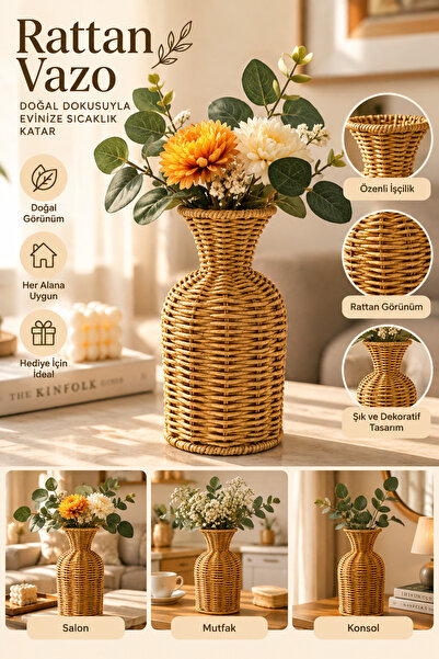 Genel Markalar RATTAN dekoratif vazo / 23 cm