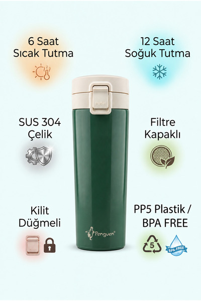 500 ml Kahve Termosu Çay Termosu Filtreli Termos Bardak SUS304 Çelik Sızdırmaz BPA Free
