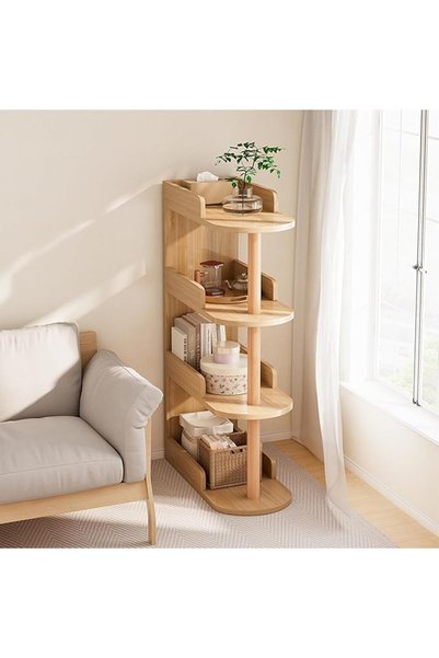 UANDME 4-Tier Bookshelf, Corner Shelf Wood Wall Mount Bookcase Storage Rack, ...