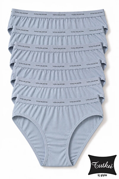 Tutku Kadın 6’lı Mavi Pamuklu Likralı Bikini Külot 0599