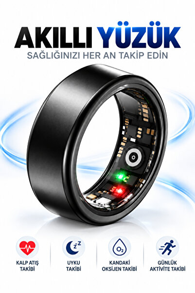 RAYLAX Akıllı Yüzük Smart Ring Sağlık Takip Cihazı Kalp Atışı Uyku Kandaki Ok...