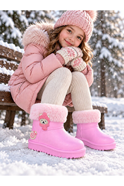 Trendline Girls' and Boys' Unisex Waterproof Rain Boots with Fur Inside