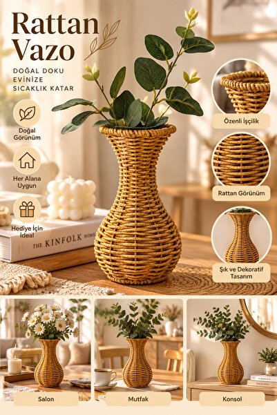 Genel Markalar RATTAN dekoratif vazo - 23 cm