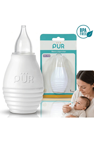 PUR Brand ПУР ®   Ръчен аспиратор за нос за бебета, Мек силиконов накрайник, ...