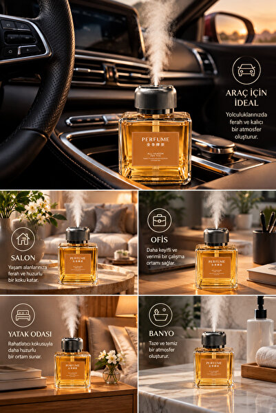 Deseja 500 ML Lüks Şarj Edilebilir Ultrasonik Koku Spreyi Hava Nemlendirici Difüzör Zen Tea Aromalı