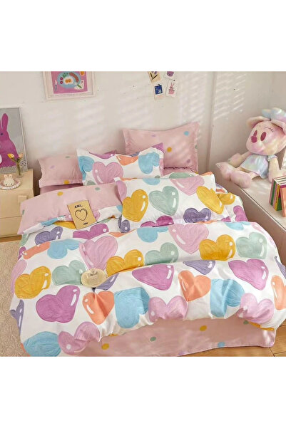 decorami Double bed linen with Stretchy, Finet, 6 pieces, white, multicolor, ...