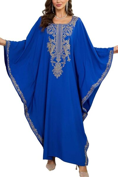 YouKD Women's Summer Long Kaftan Maxi Bohemian Dress Beach Coverup Robe Plus ...