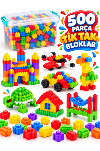 a v d a 500 Parça Kovalı Eğitici Tik Tak Bloklar Tak Tik Yapı Blokları Oyunca...
