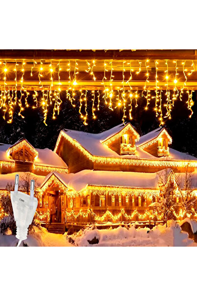SIKS Коледни лампички тип ледени висулки, Падаща гирлянда, 8 м, 200 LED, 8 ре...
