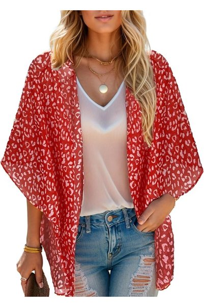 Moss Rose Women's Beach Kimono Coverup Sheer Chiffon Cover Ups, Casual Loose ...