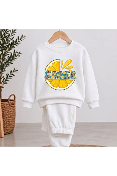 playwear Timski dres sa limunovim letnjim printom za devojčice i dečake, okru...